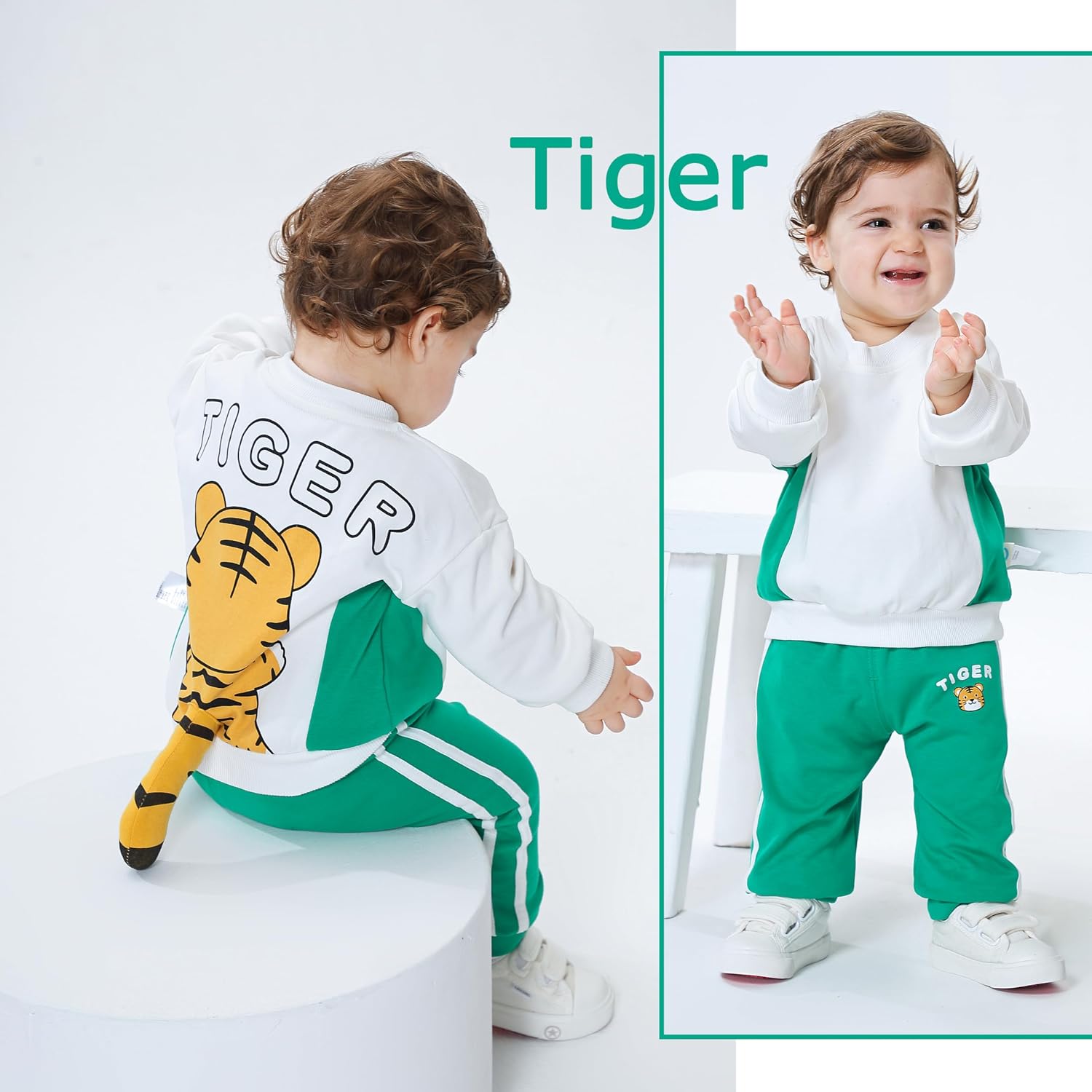 TONWHAR Unisex Baby Boy Girl Cute Animal Print Sweatshirt&Pant Clothing Set Toddlers Cotton Outfits Set for Spring Autumn