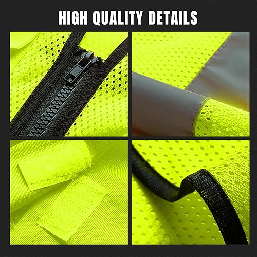 Miniatura 4 de BeautyWill Chaleco de malla de seguridad personalizado, chaleco reflectante con logotipo clase 2 Hi Vis, chaleco de constucción unisex con 5