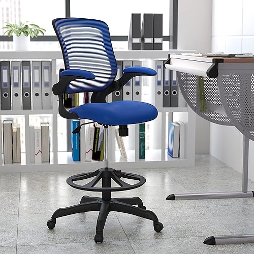 Miniatura 2 de Flash Furniture Asiento de oficina, 27 pulgadas de ancho x 27 pulgadas de profundidad x 42 a 49.5 pulgadas de alto, color azul y cojín de asiento