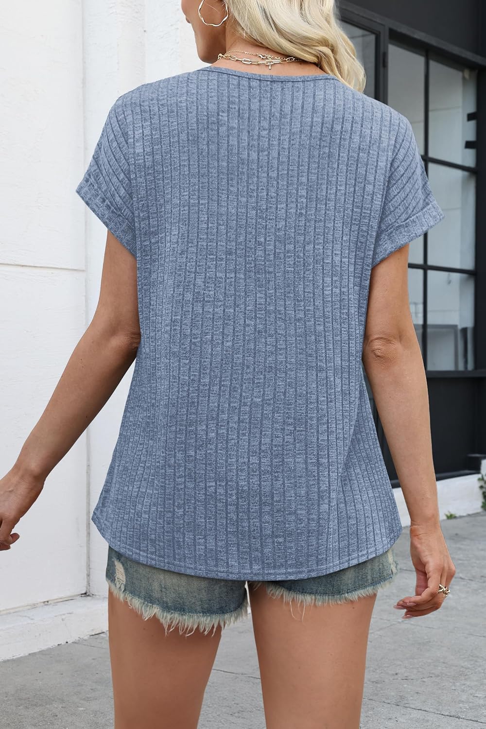 WIHOLL Women Textured Shirts Casual Cap Sleeve Tops Loose Fit 2026 Summer Spring Fashion Outfits - Image 5