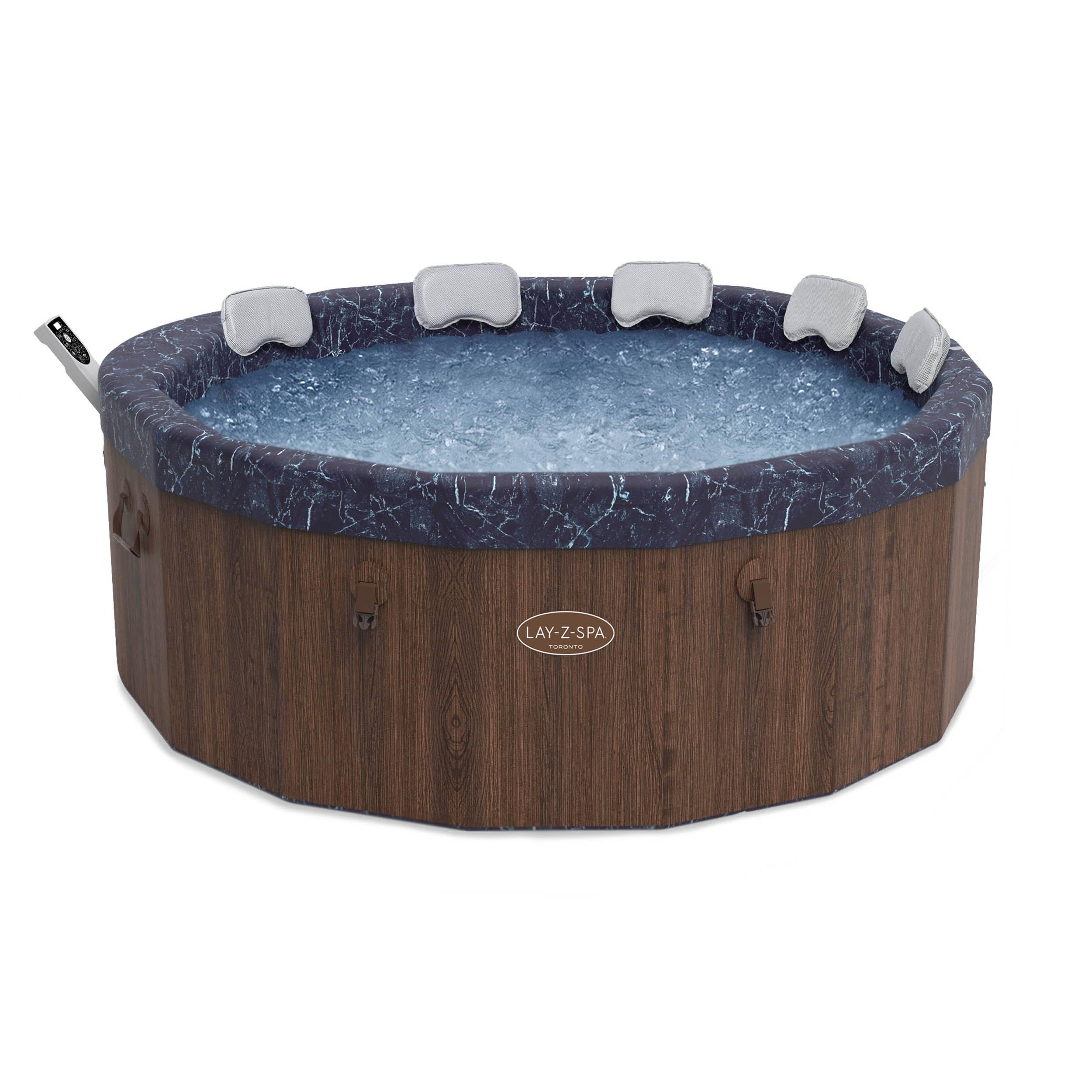 Lay-Z-Spa Carrara, 140 AirJet Massage System, Foam Wall Hot Tub, 60% More Energy Efficient, Built-In Pump, Wifi Control, Includes Padded Pillows, 4-6 Person — view 7