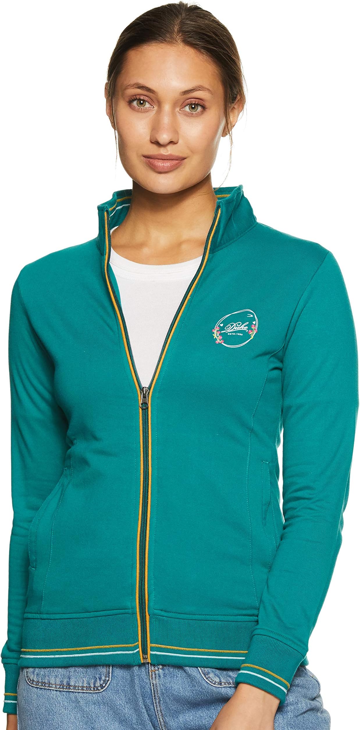 Duke Womens Zip Through Neck Slub Sweatshirt