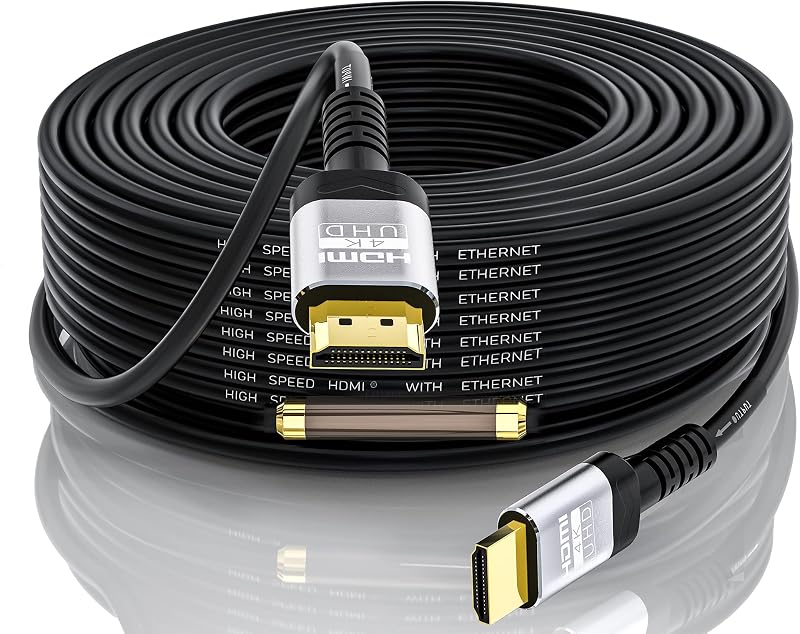 Soonsoonic 4K HDMI 100 Ft Cable with Built-in Signal Booster | HDMI 2.0 High Speed Unidirectional Cables 4K@60Hz 2K 1080P 3D ARC Ethernet Cord | for UHD TV Monitor Laptop Xbox PS4 (30.5m)