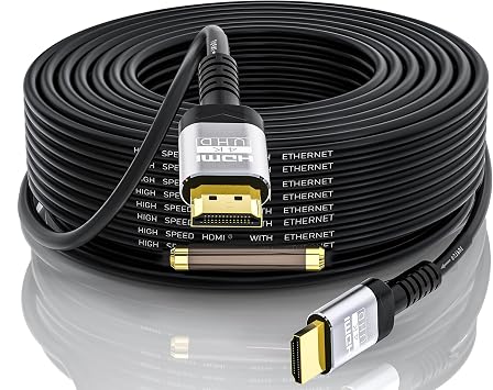 4K HDMI Cable 30m, High-Speed HDMI 2.0 Cable with Equalizer & 4K 60hz 2K 1080P 3D HDCP2.2 Ethernet ARC Audio Return Channel, Compatible with UHD TVs, PCs, Monitors, etc