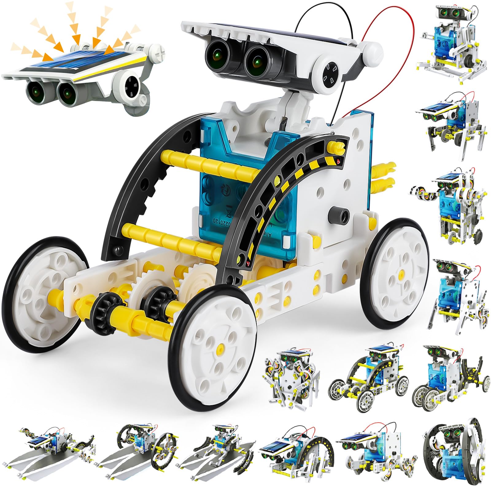 Mieryd Solar Roboter, STEM 13-in-1 Roboter Bausatz Kreative Experimente für Kinder ab 8 9 10 11 12 Jahre Solarenergie Robot Kit DIY Bastelset Konstruktions Lernspielzeug Geschenk Jungen Mädchen