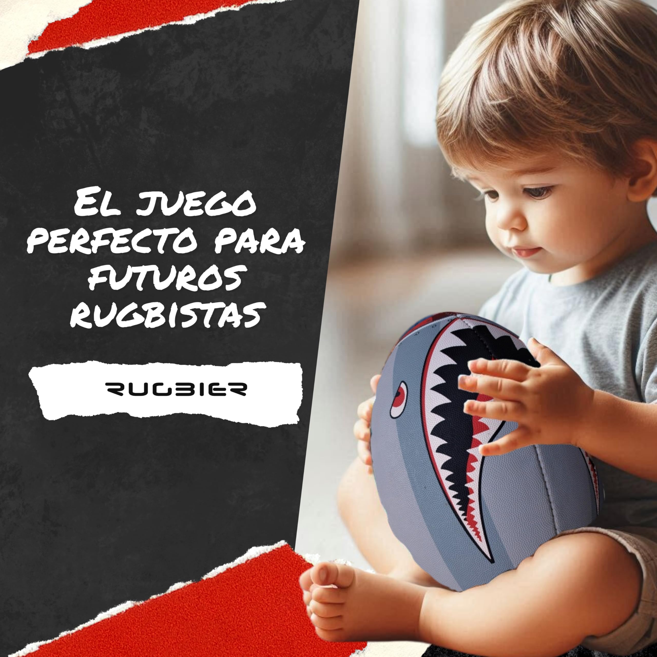 Mini Balón de Rugby para Niños y Niñas T2 – Iniciación y Entrenamiento - Balón Promocional - Regalo Rugby - Modelo Shark