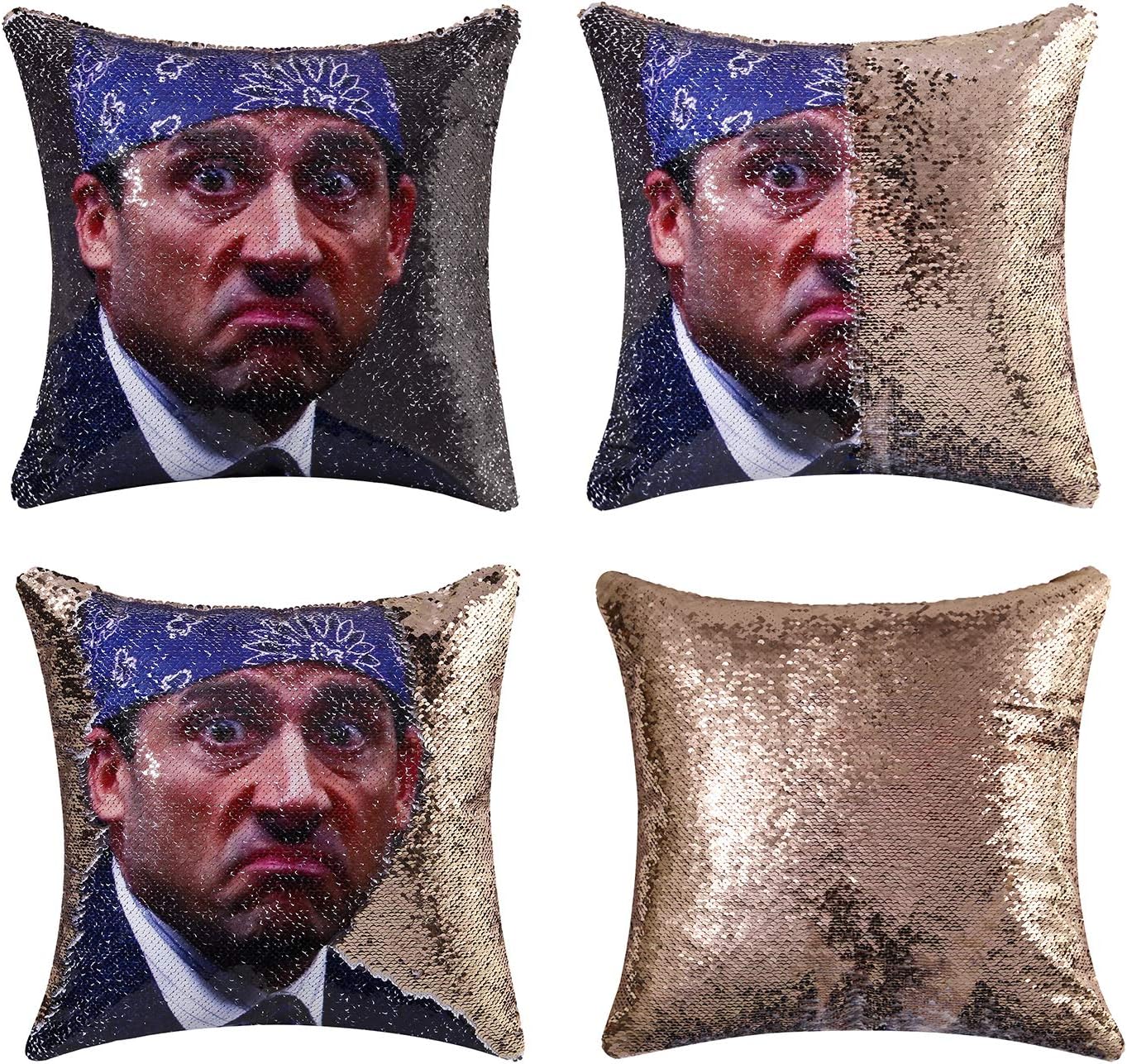 cygnus The Office Michael Scott Quote Humor Gifts Sequin Mermaid Pillow Cover That Color Change Cover 16x16 inches (Type 2-Champagne equin)