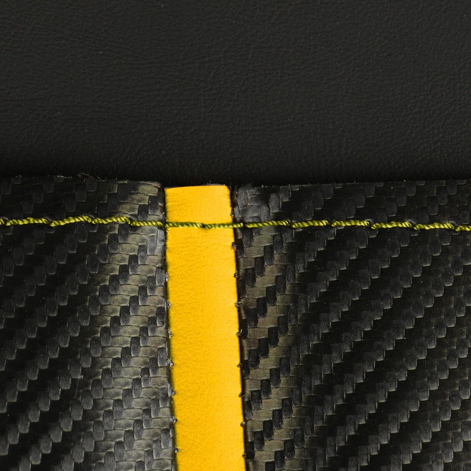 DIY Microfiber Leather Steering Wheel Cover with Matte Carbon Fiber Design and Marker，Sew On Steering Wheel Wrap,Universal Size for Most Cars,Suvs,Trucks,Yellow