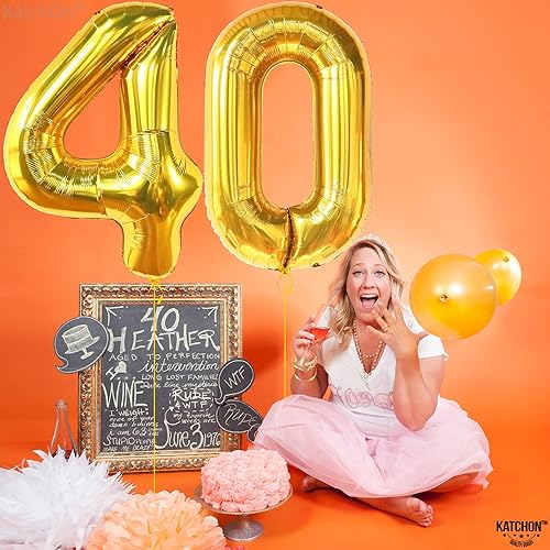 Miniatura 2 de KatchOn, Globo dorado gigante del número 0 de 40 pulgadas, globo de 0 dígitos  Globo dorado cero para decoraciones de cumpleaños doradas  Globo