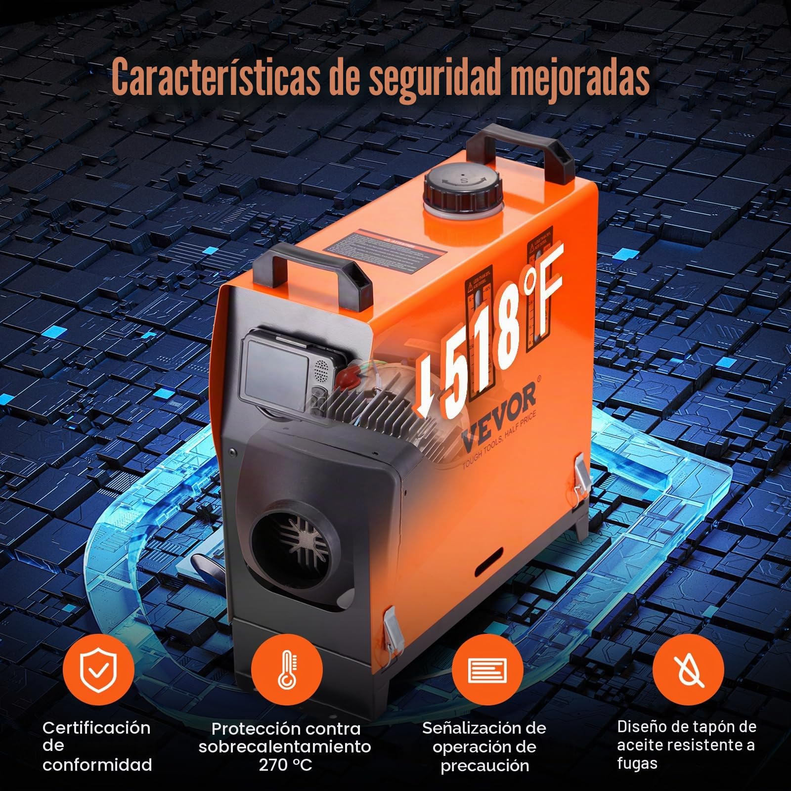 VEVOR - Calentador de aire diésel de 8 kW todo en uno, control de aplicación Bluetooth, con ajuste automático de altitud, control remoto y LCD, calentador de estacionamiento portátil para autocaravana