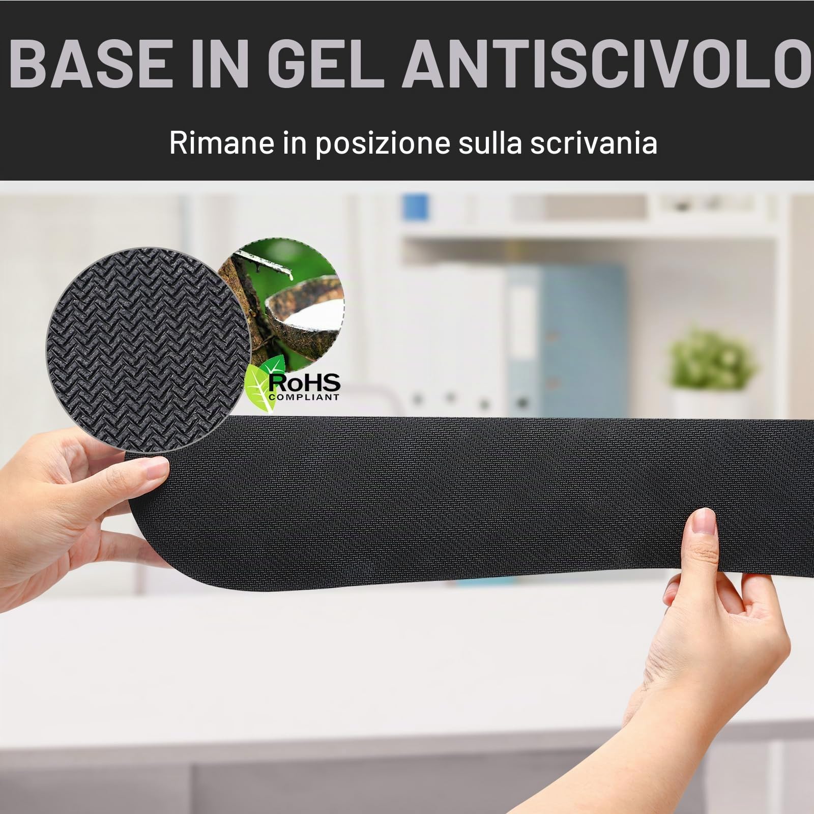 Gimars Poggia Polsi Mouse Tastiera Ergonomico Schiuma Memoria Gel Supporto Mouse Poggiapolsi per Alleviare Dolore Digitazione Gaming Ufficio Nero