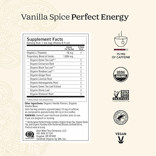 Miniatura 2 de Yogi Tea – Té Vanilla Spice Perfect Energy (paquete de 6) - Energiza y apoya el enfoque - 96 bolsitas de té