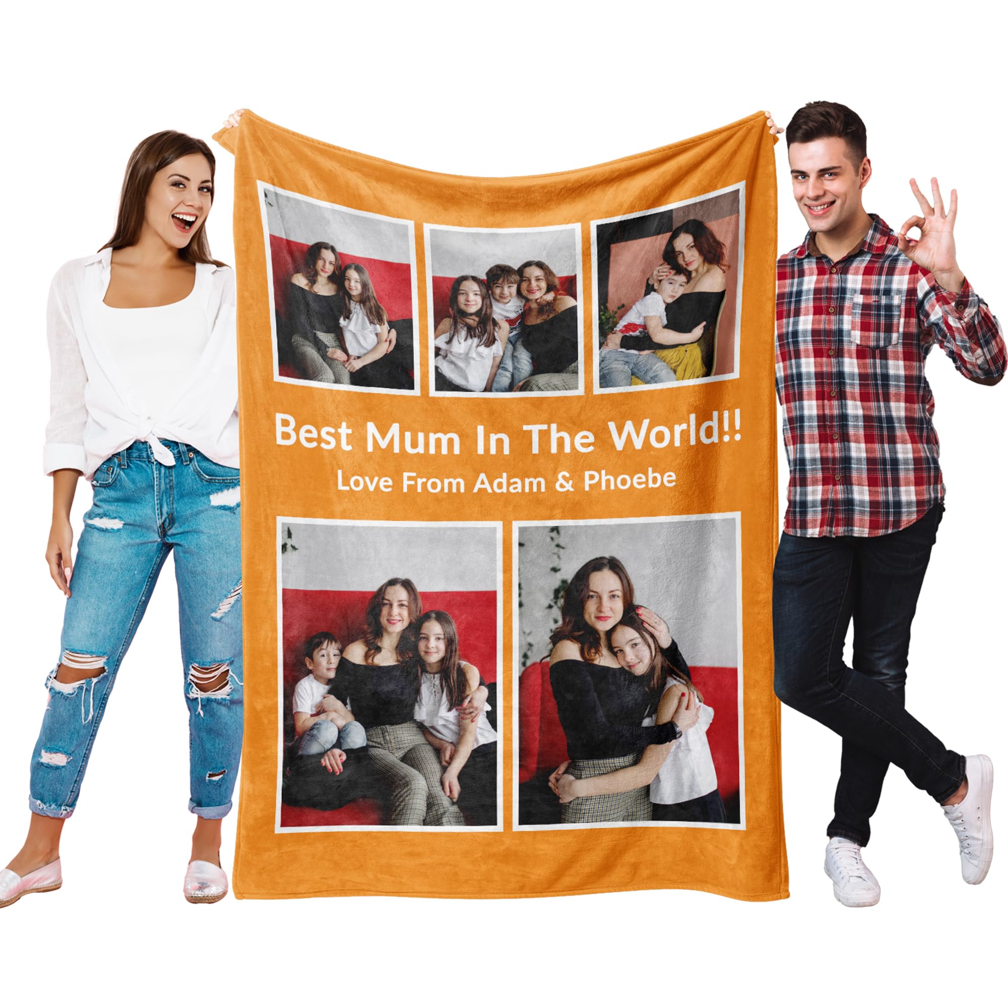 Gift for Mum - Personalised Blanket with Photo Text, Gift for Mother, Wife, Mum, Birthday