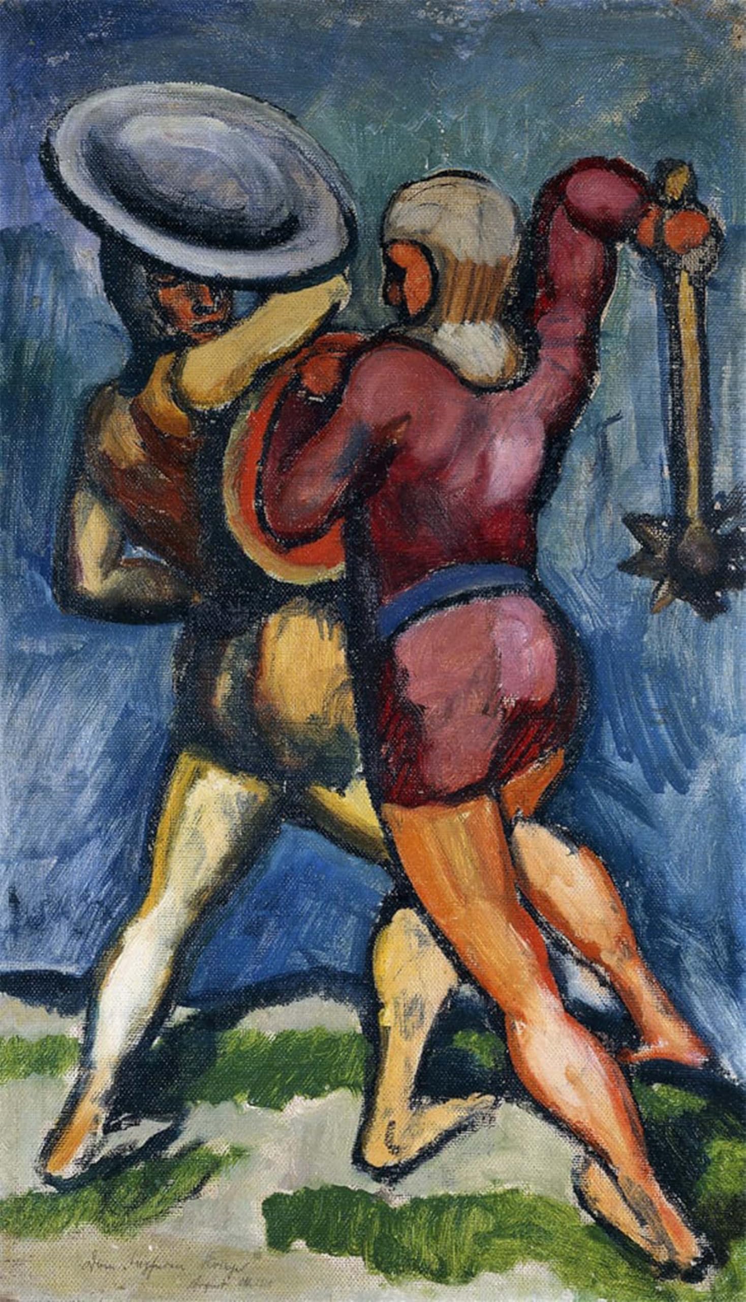 SERENDIPITP Retro Picture Poster Wall Art Pictures Painting Two Fighting Ends by August Macke Wall Art Canvas Print for Wall Decor 60x90cm