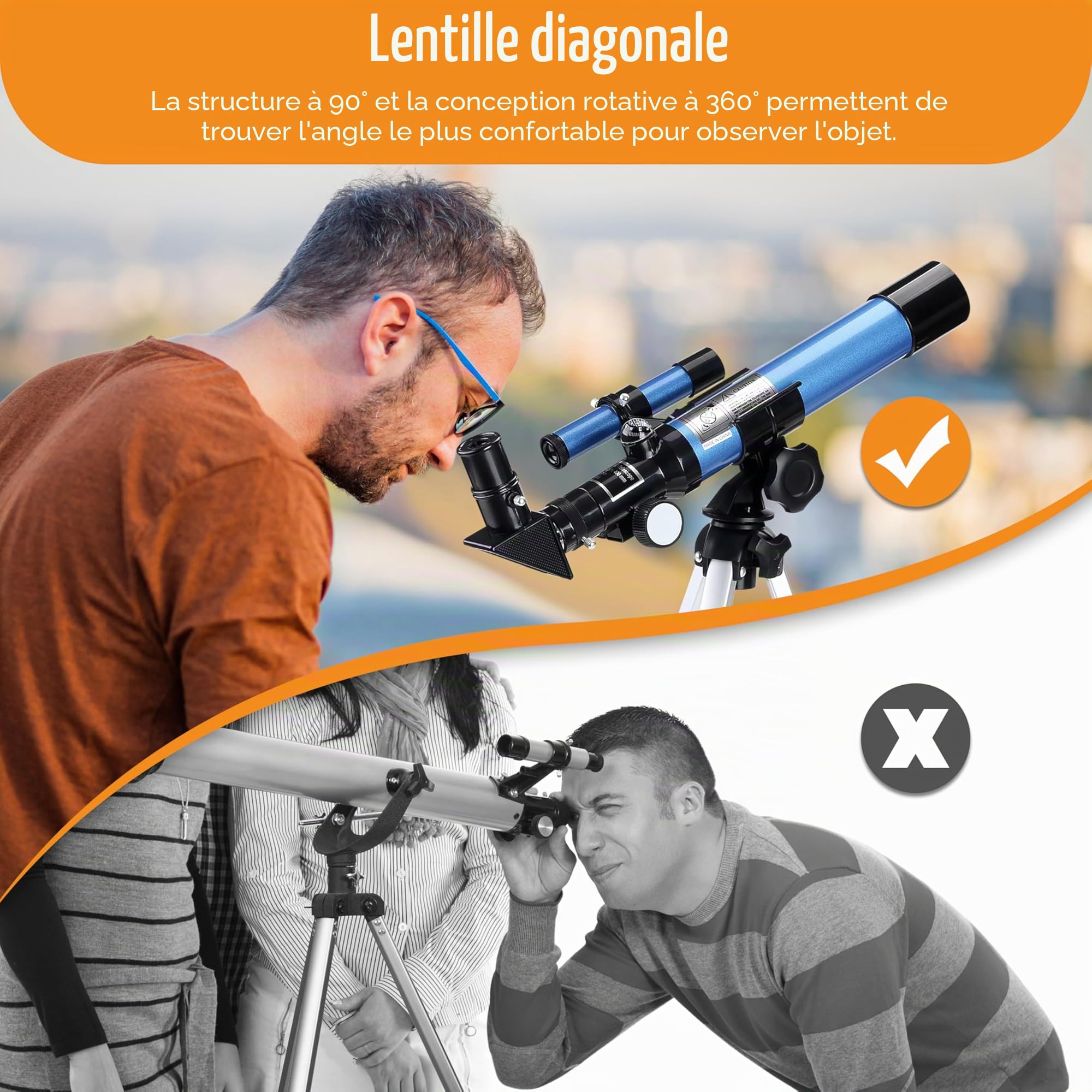 Aomekie Télescope Astronomique Enfant 32X, Trépied de Table Inclus, Cadeau d’Anniversaire & Noël, Idéal pour Cultiver l’Intérêt Astronomique des Débutants