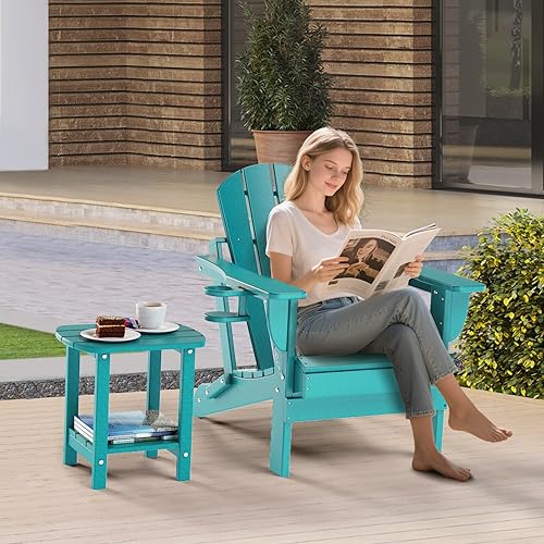 Miniatura 2 de nalone Adirondack - Mesa auxiliar para exteriores de 16.5 pulgadas, mesa auxiliar de plástico HDPE doble Adirondack para patio (Aruba)
