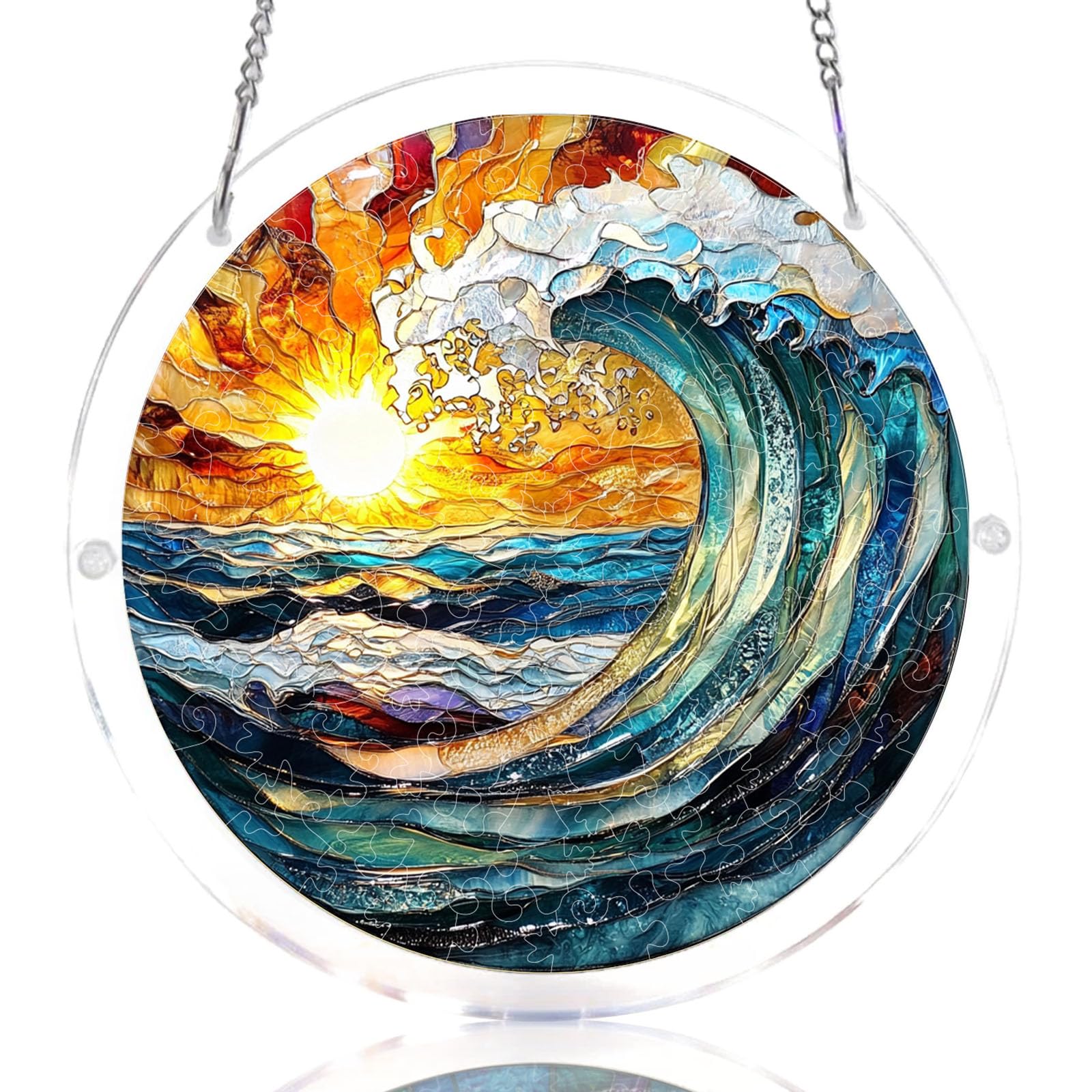 WOODBESTS Acrylic Suncatcher Puzzles, Suncatcher for Doors Garden Window Hanging, Flowers and Hummingbird Puzzle, Birthday for Lover (S - 7.4 * 7.4 in) — image 1