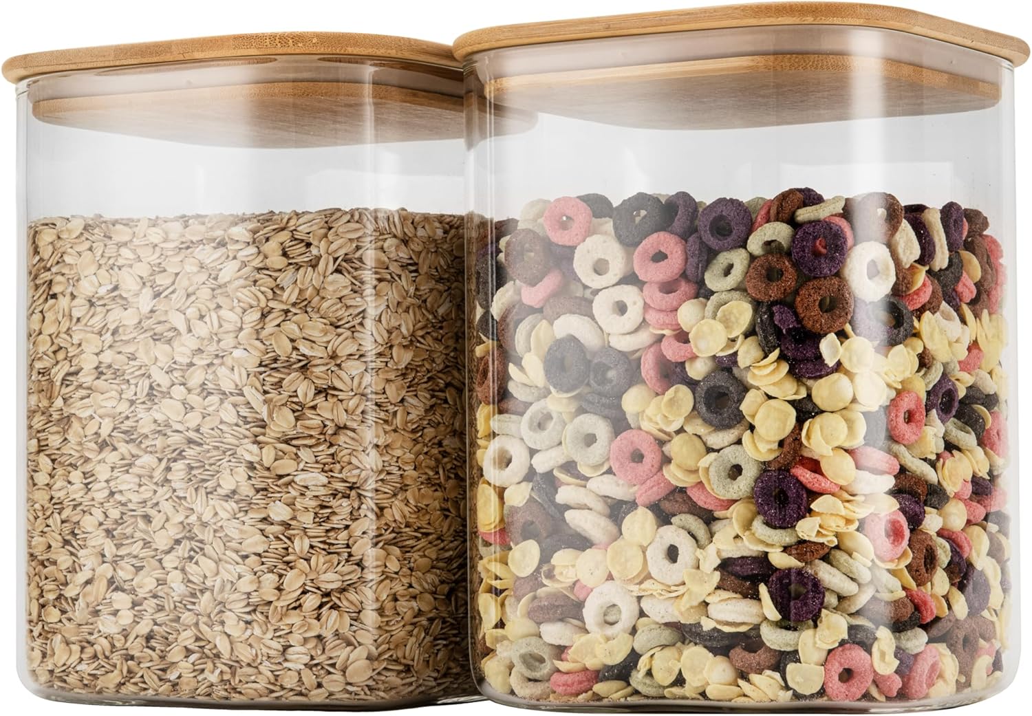 D2scrma 122oz Airtight Glass Square Storage Canister with Bamboo Lid