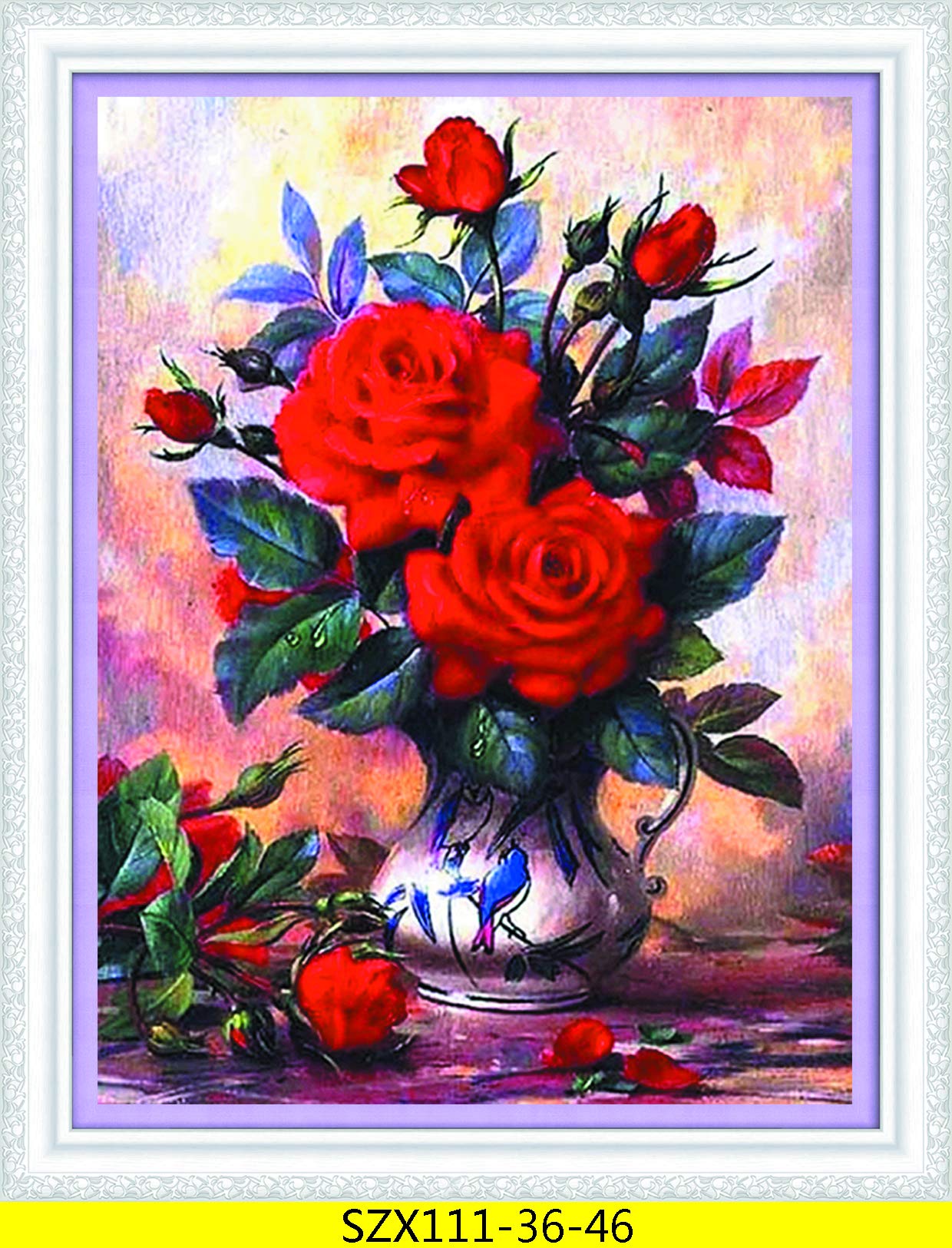 FanZheZhe Kreuzstich Stickpackung 11Ct - Vorgedruckt Rosen Europäische Frauen 40x50cm