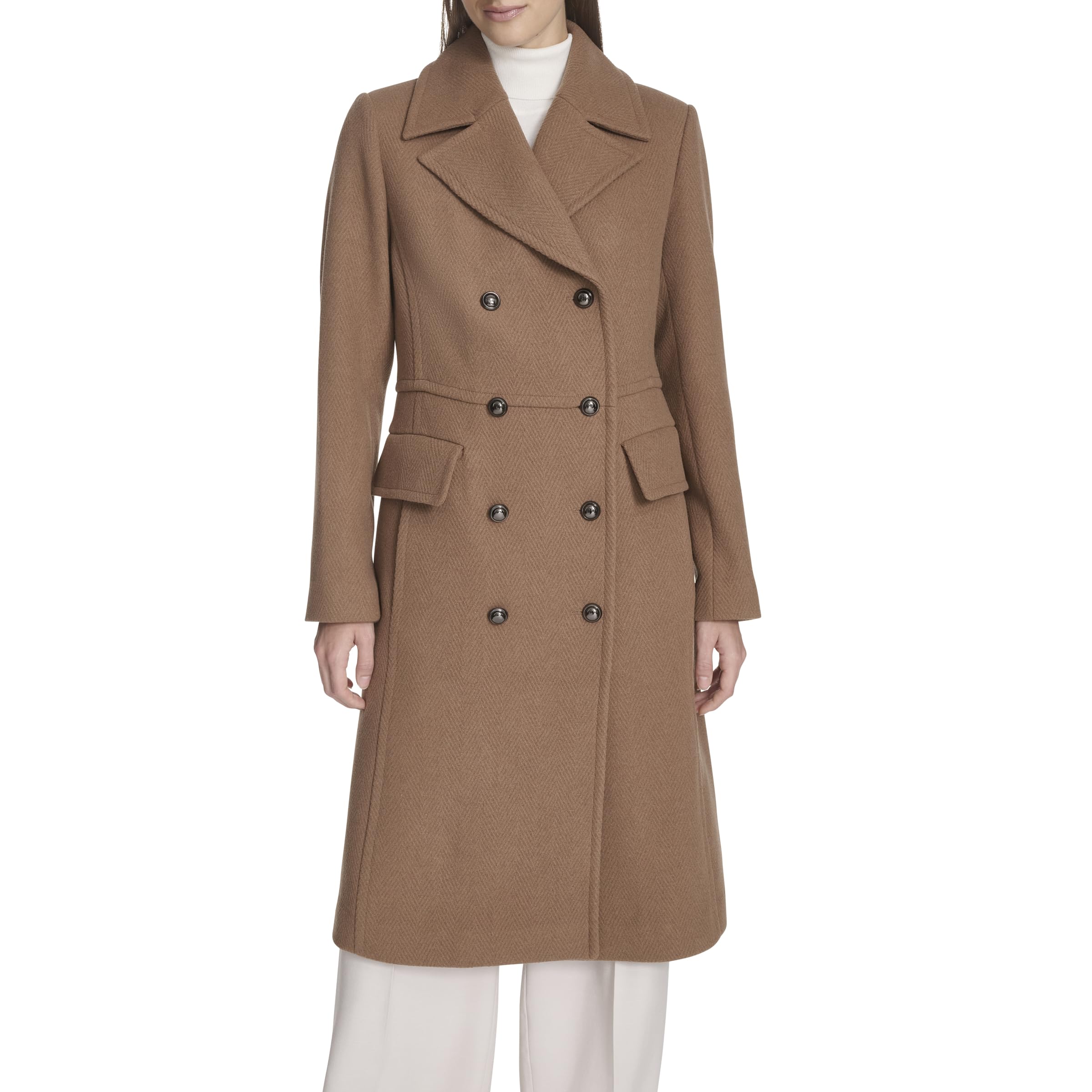 Kenneth Cole Women's Chevron Textured Twill Wool Coat