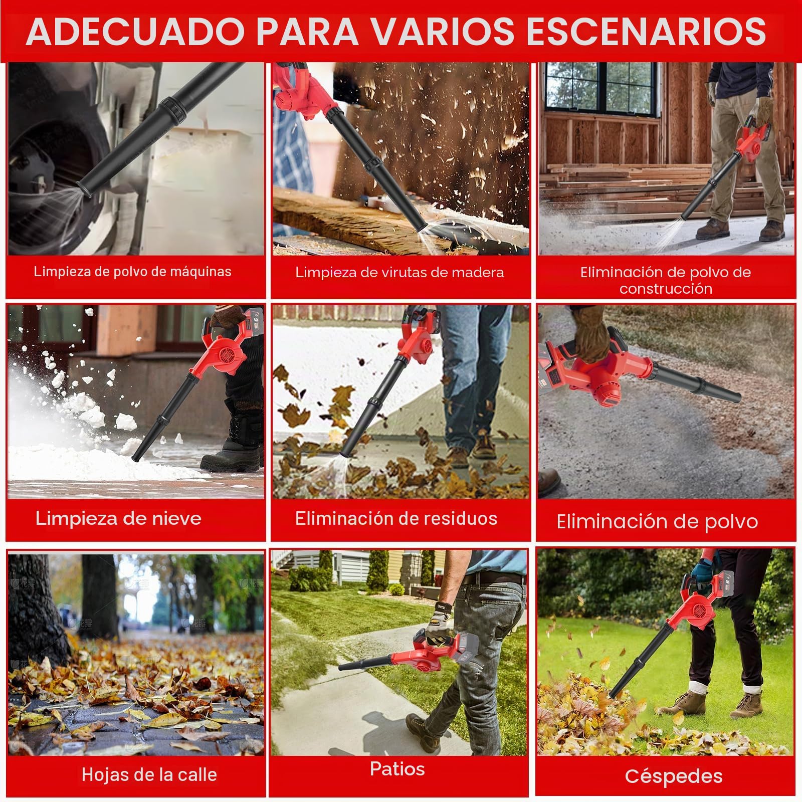 Soplador de Hojas inalámbrico Compatible con baterías Milwaukee de 18 V, soplador eléctrico Adecuado para el Cuidado del césped del jardín, eliminación de Polvo, Limpieza de Hojas en(sin batería)