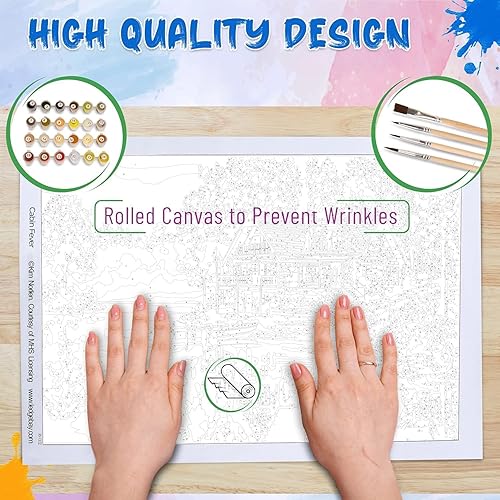 Miniatura 6 de Pintura por números para adultos, de principiantes a avanzados, divertidos proyectos de arte y manualidades, Cabin Fever, 16 x 20 pulgadas, sin marco