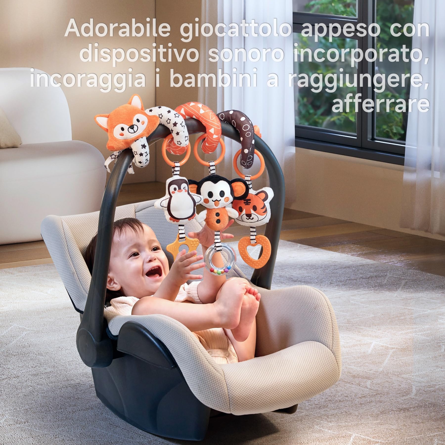 TUMAMA 2 In 1 arco e Giochi Spirale da Passeggino Per Neonato 0 3 6 9 12 Mesi, Peluche spiral passeggini Giocattolo Gioco Per Neonati Bambina Ragazzo, Auto Clip On Carrozzina Con Sonaglio Teether
