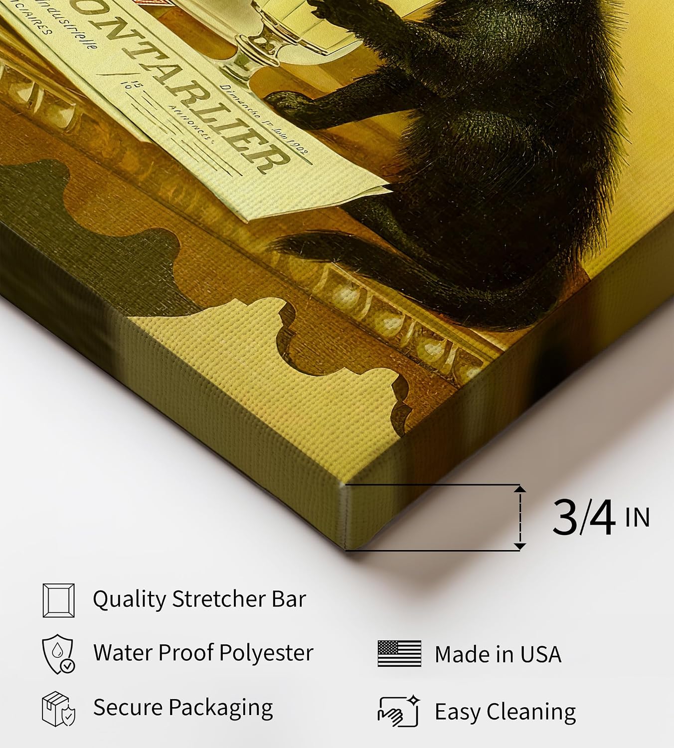 Poster Master Canvas - Retro Drinking Cat Print - Fun Gift for Men, Women, Bartender - Decor for Bar, Man Cave, Kitchen, Restaurant - 8x10 STRETCHED Canvas