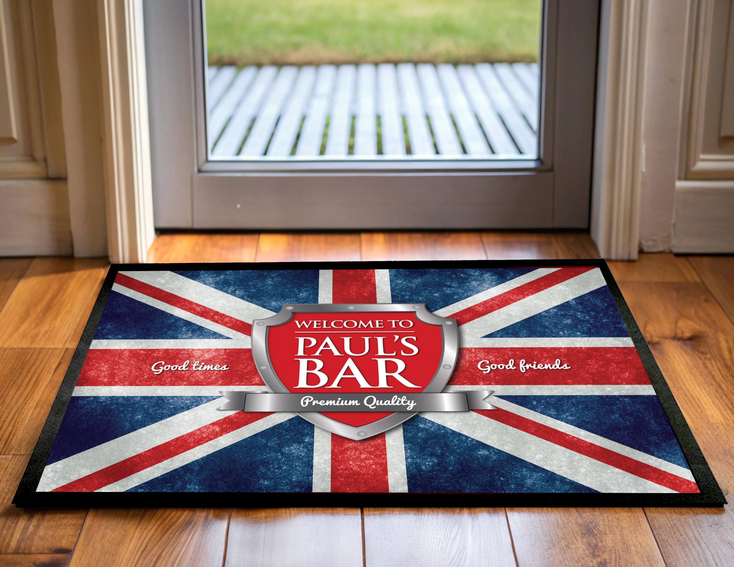 ARTYLICIOUS Paillasson personnalisé Union Jack fantaisie | Paillasson imprimé 75 x 50 cm, tapis d'intérieur antidérapant