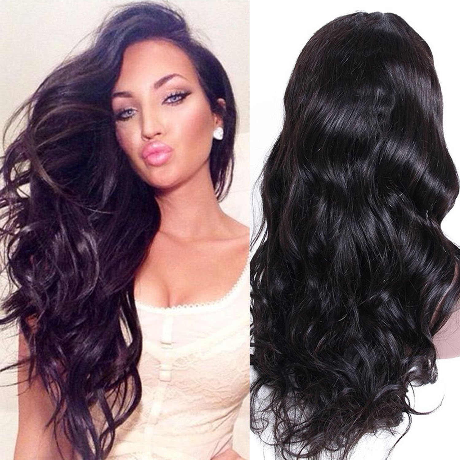 Amazon.com : Premier Silk Top Lace Front Human Hair Wigs for Women,  Brazilian Loose Wavy Human Hair Wigs Glueless Body Wave Silk Base Wigs for  Women 140% Density 14 Inch Natural Color :