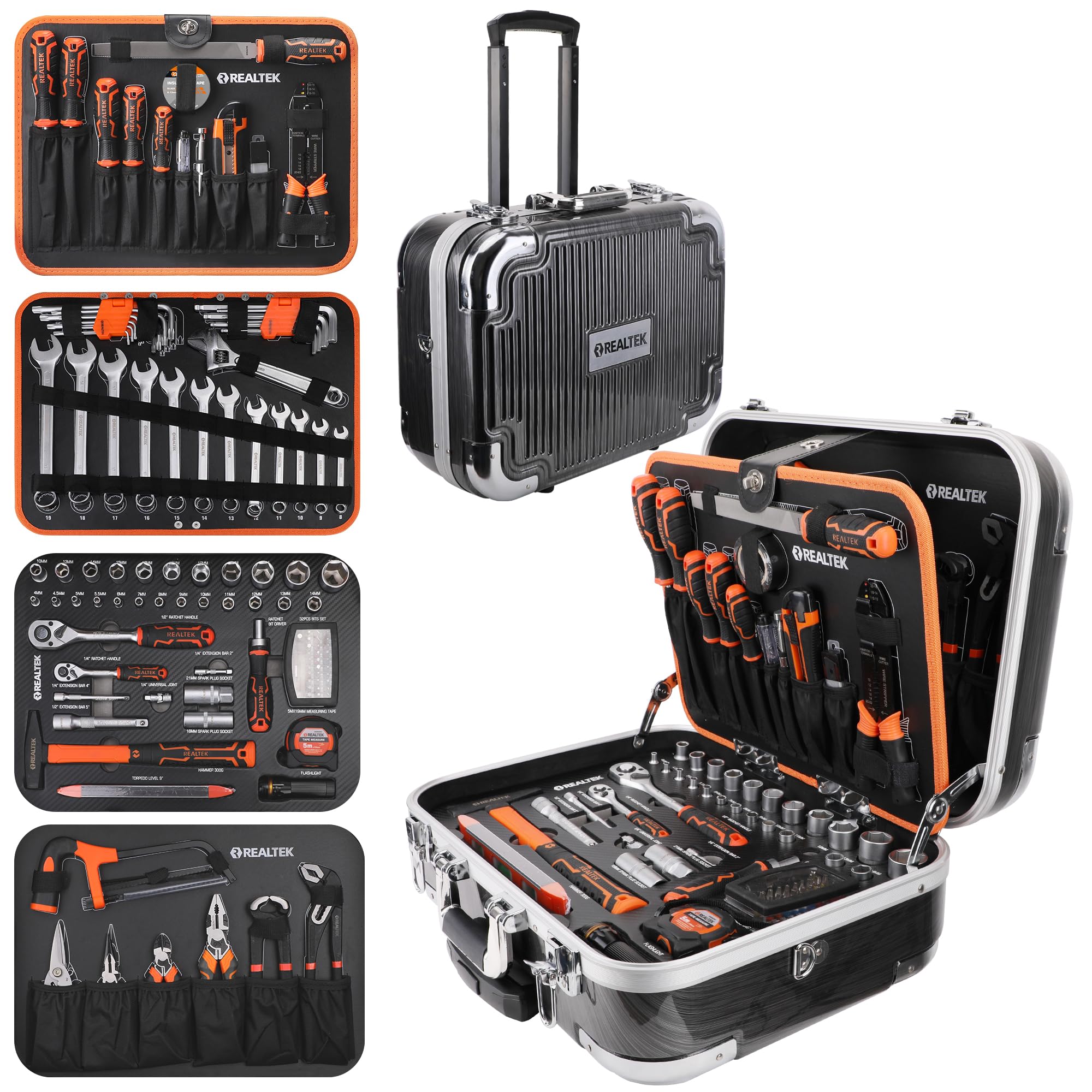 Sponsored Ad – 123pcs Tool Kit, Mechanic Tool Set, Portable Tool Kits for Home with Aluminum Trolley Case, Tool Box with Tools Included, Hand Tool Set Toolkit Household Repair and Diy for Men, CR-V Material