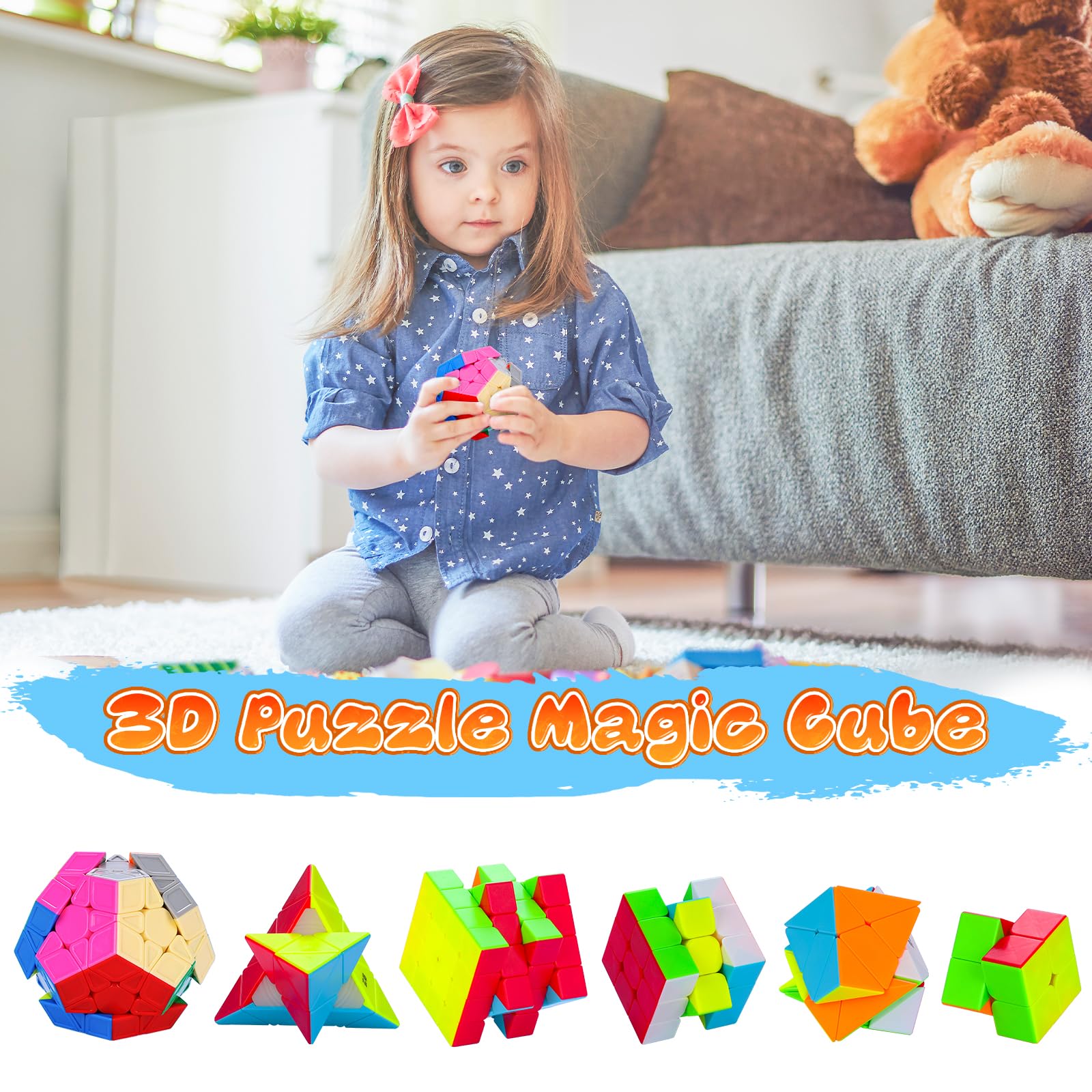 Coolzon Speed Set 6 Puzzle Cube: 2x2 3x3 4x4 Pyraminx Axis Skewb Fenghuolun, Giocattolo Educativo In ABS, Regalo Per Bambini E Adulti, Colore Giallo V0384
