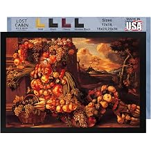 Lost Cabin Seated Figure of Summer by Giuseppe Arcimboldo | Print Black Flat Frame | Fine Artwork Painting Reproduction | Framed Wall Art Decor Poster | Image 12x18 Frame 14x20