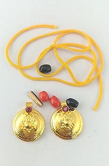 (Set of 1 Round Mangal Sutra Thalli Bottu (Brass) with Yellow Thread for Religious Hindu Tradition