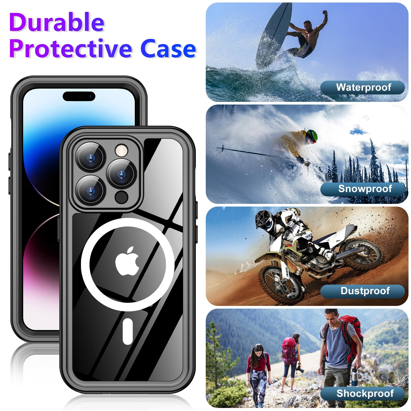 Red2Fire - Funda Impermeable para iPhone 14 Pro MAX de 6,7", diseño 2025, Compatible con MagSafe, protección Integral antigolpes, IP68 para Uso bajo el Agua, Resistente al Polvo y a Las caídas