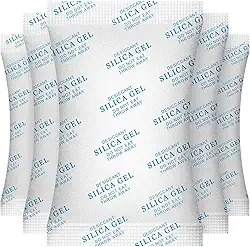 Sílica Gel Dessecante Desumidificador, 20 Sachês de 100g, Branco, para Controle de Umidade em Ambientes Fechados, Guarda-roupas e Gavetas, Sistema Passivo, Anti-Mofo