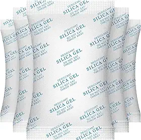 Sílica Gel Dessecante Desumidificador, 20 Sachês de 100g, Branco, para Controle de Umidade em Ambientes Fechados, Guarda-roupas e Gavetas, Sistema Passivo, Anti-Mofo