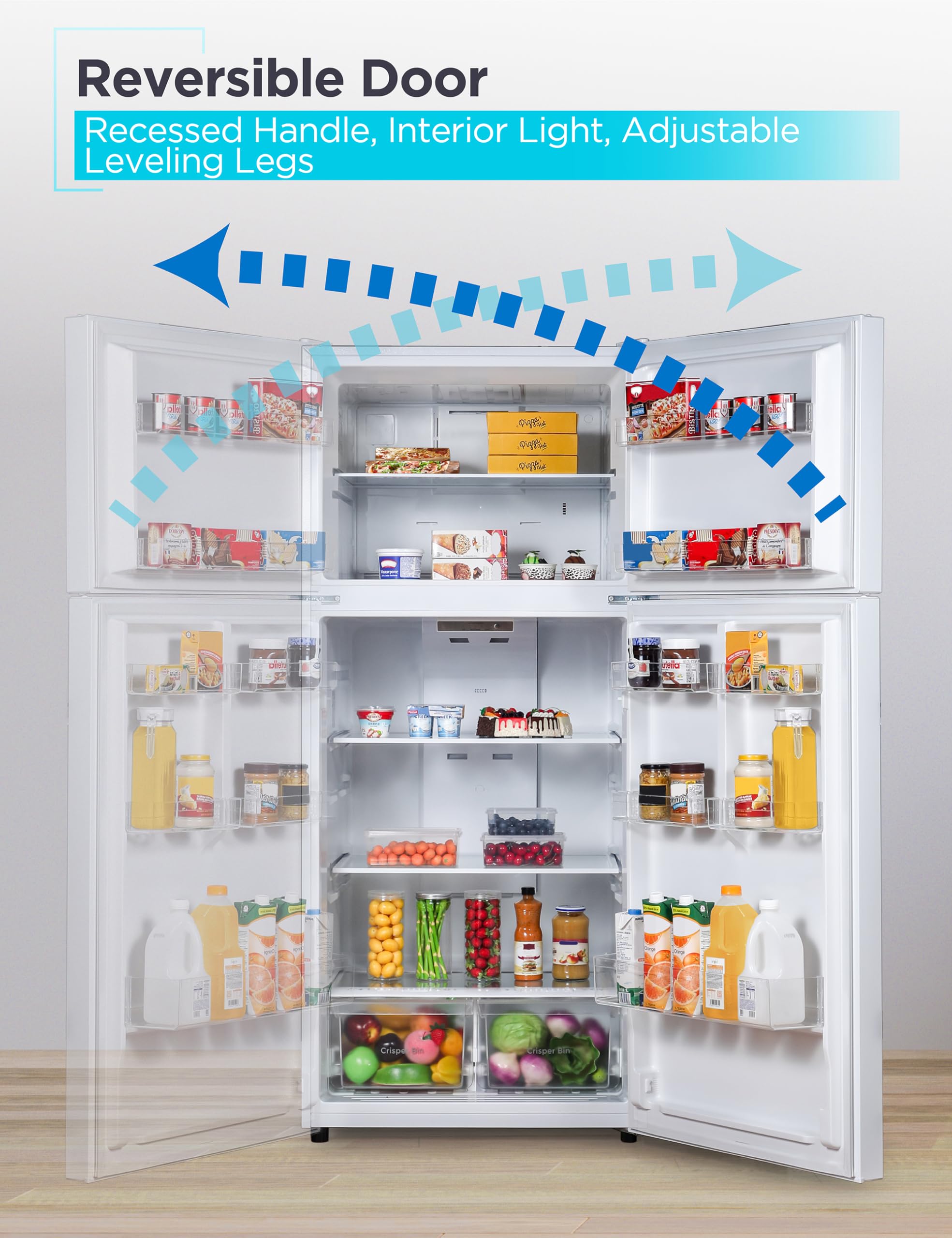 Black+Decker 18.1 Cu. Ft. Top Mount Refrigerator With Freezer, 2 Door Refrigerator With Top Freezer And Adjustable Temperature Control, Full Size Fridge, Energy Star Certified, Br1810hw, White on Fridge.com - View 6