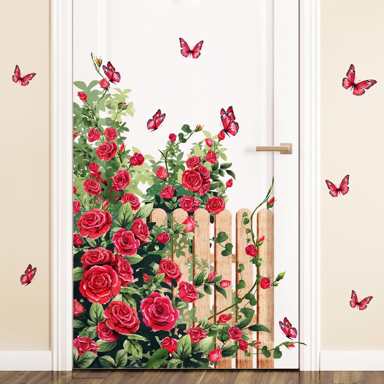 Amazon.com: Supzone Romantic Red Rose Wall Decals Rambling