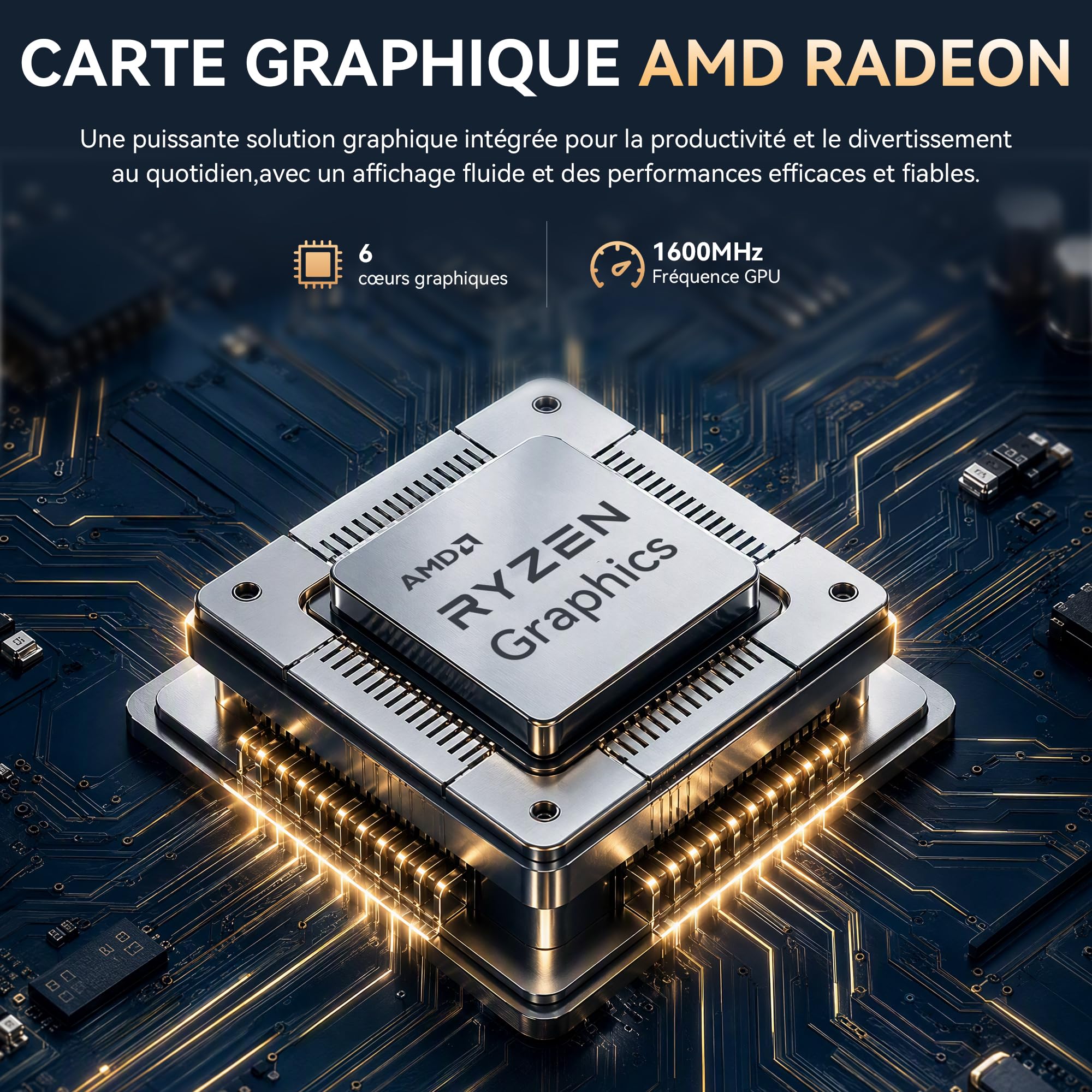 GMKtec Mini PC M5 S, mini PC AMD Ryzen 5400U, 16 Go de RAM DDR4 (double canaux), 512 Go SSD | pour bureau et maison, double LAN 2,5 Gbit/s, WiFi 6E, triple écran, USB‑C, HDMI 2.0, DisplayPort