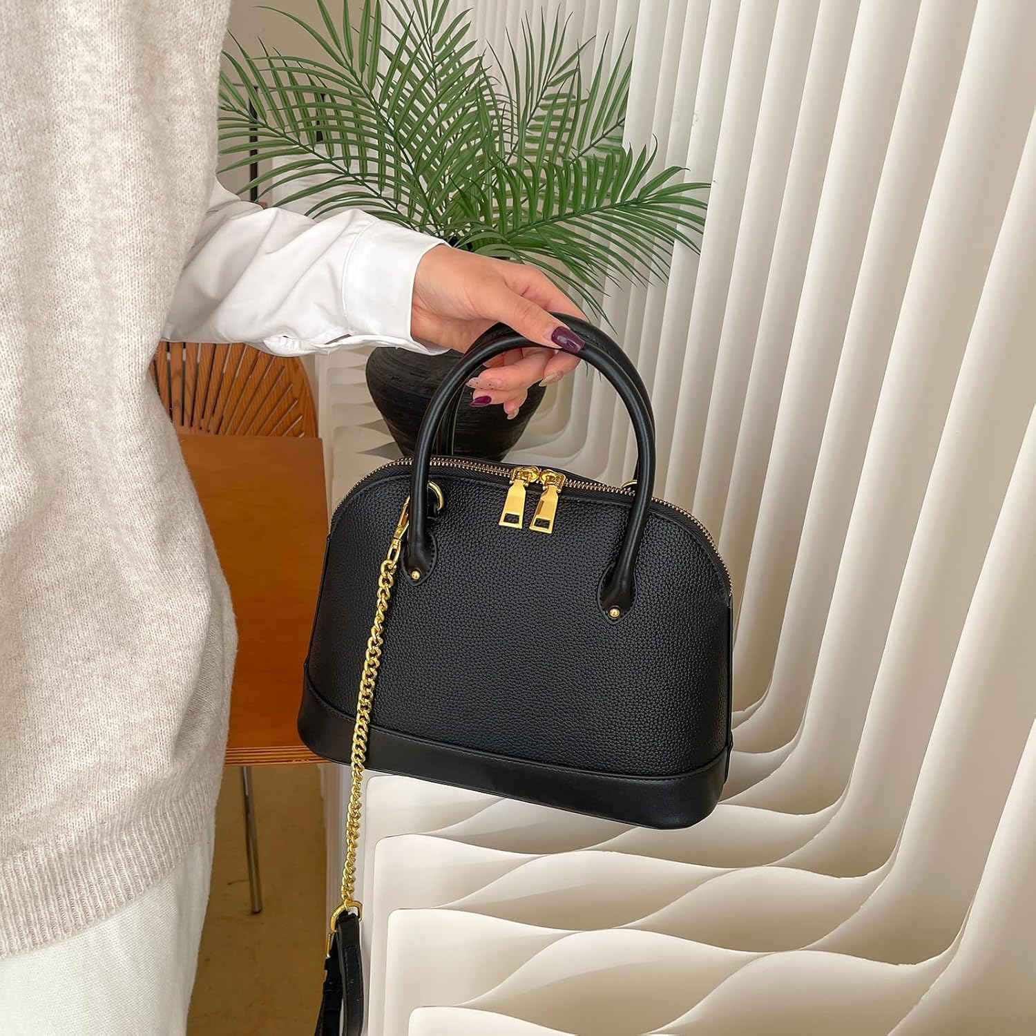 Piialova Dome Bag Satchel Bags for Women Crossbody Bags Designer Handbags Black Shoulder Bag Women Handbag - Image 5