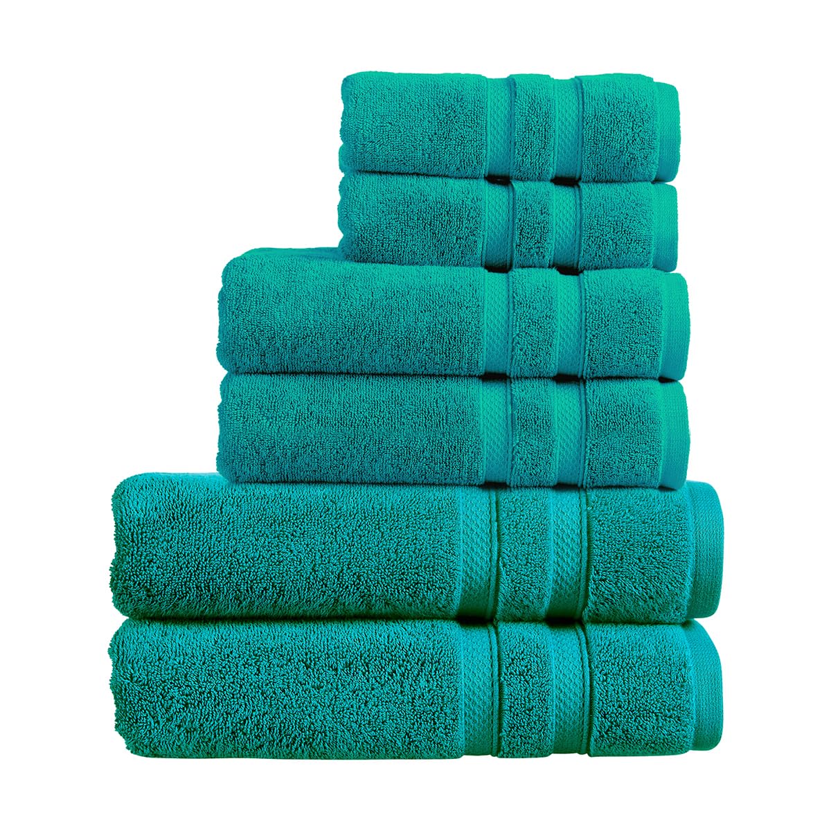 Christy Chroma Family Towel Set | Set of 6 | 2 Hand 2 Bath 2 Bath Sheets | Highly Absorbent Heavyweight 675GSM | Bold and Bright | Soft Smooth Shower Towels | 100% Cotton | Vivid Teal