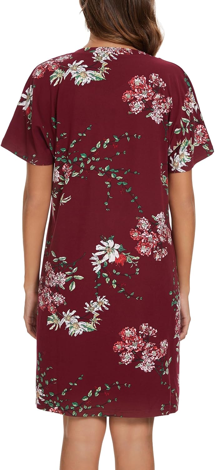 Nightgowns for Women Soft Cotton Sleep Shirts Short Sleeve Sleepwear S-XXL - Image 5
