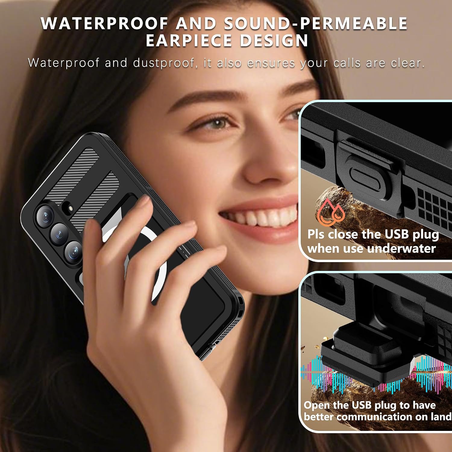 Waterproof Case for Samsung Galaxy S26 6.3 Inch, IP68 Underwater Cover with Built-in Screen Protector, Magnetic Charging Compatible, 360°Shockproof Dustproof Rugged Phone Case, Black