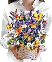 FreshCut Paper Lavender & Butterflies Pop-Up Bouquet: 12" Lifesize 3D Forever Flower Greeting Card, Birthday Thank You Blank Note & Envelope
