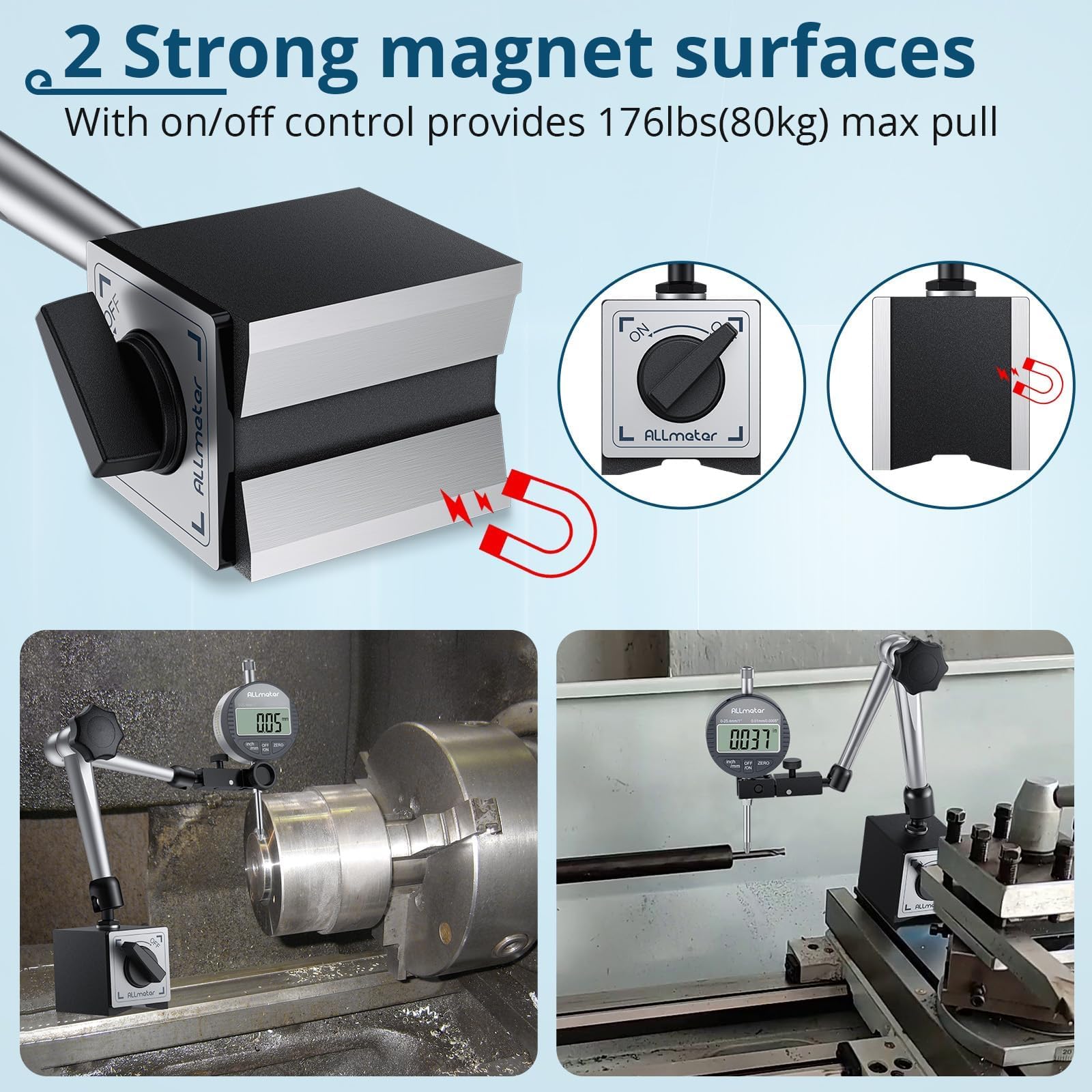 Comparatore Magnetico 0-0,8 Mm - Precisione 0,01 Mm, Quadrante 32mm, Per Officina Meccanica - Foto 3