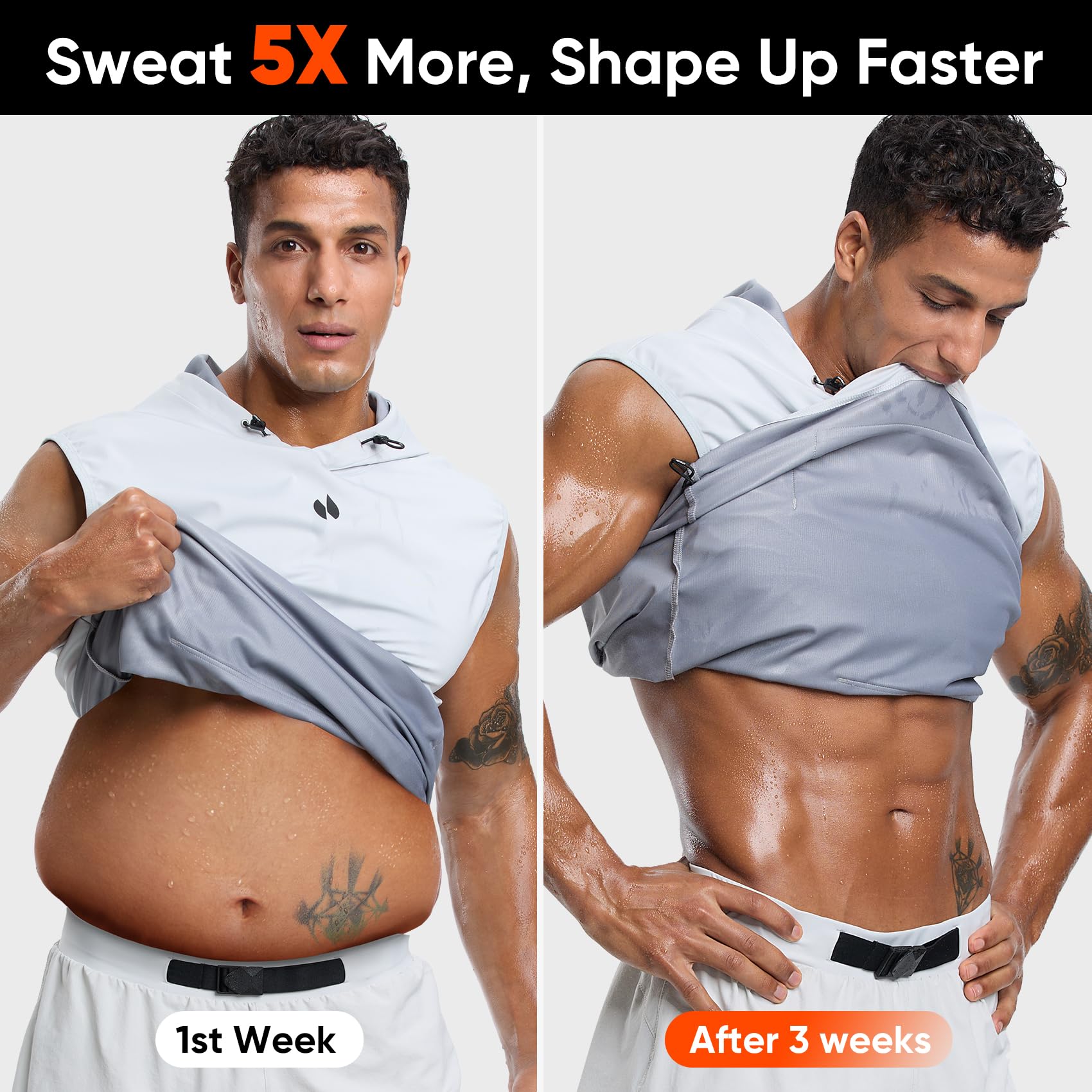 HOTSUIT Camiseta de sauna para hombre, antidesgarros, atrapa el calor, sin botones, sin mangas, para boxeo, ejercicio