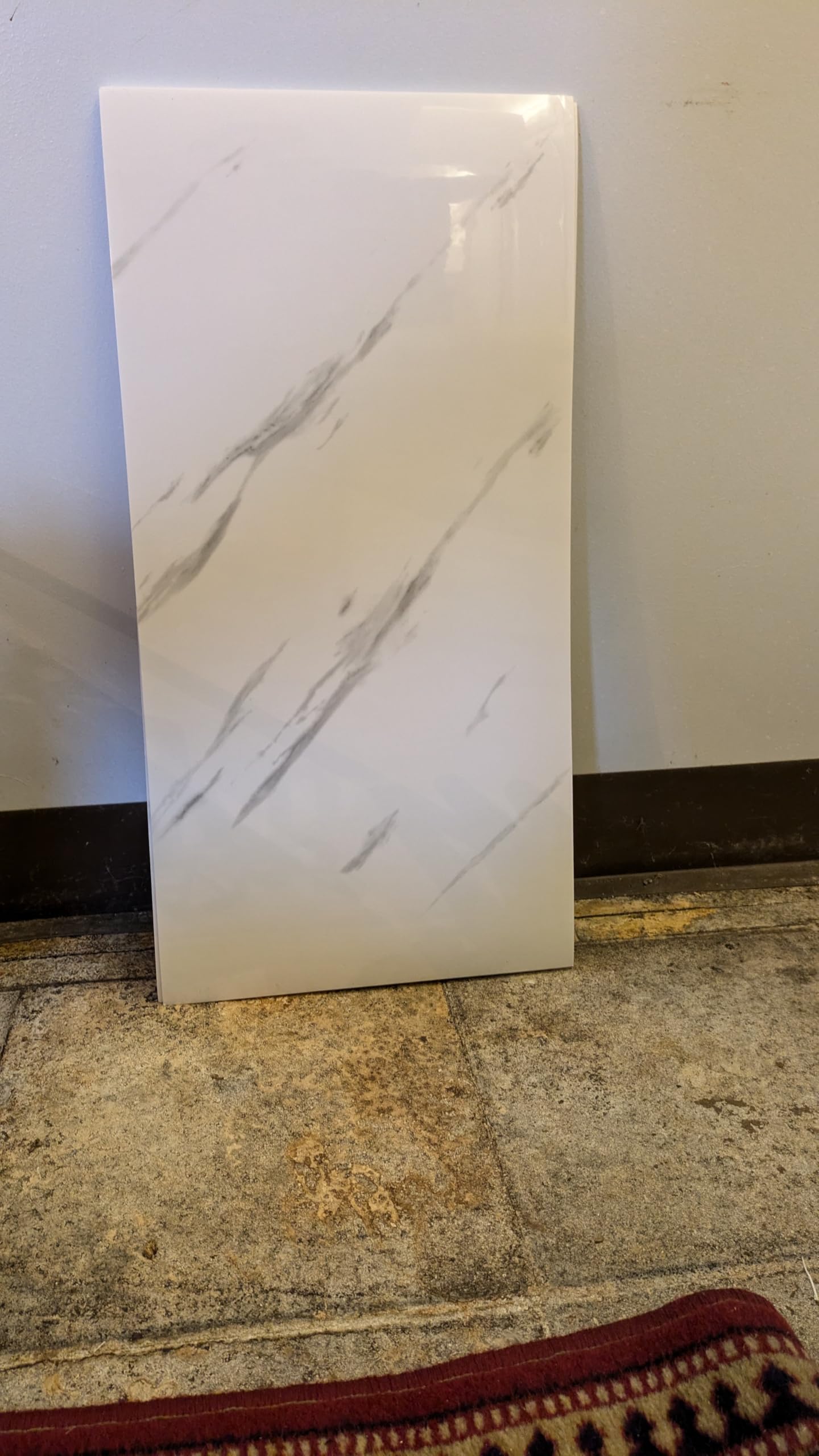 Hatler Homes Grey 10Pcs Bathroom Wall Panels Pvc Cladding Shower Wet Wall Tile Marble Effect Decor Tiles Sticker (White Marble)