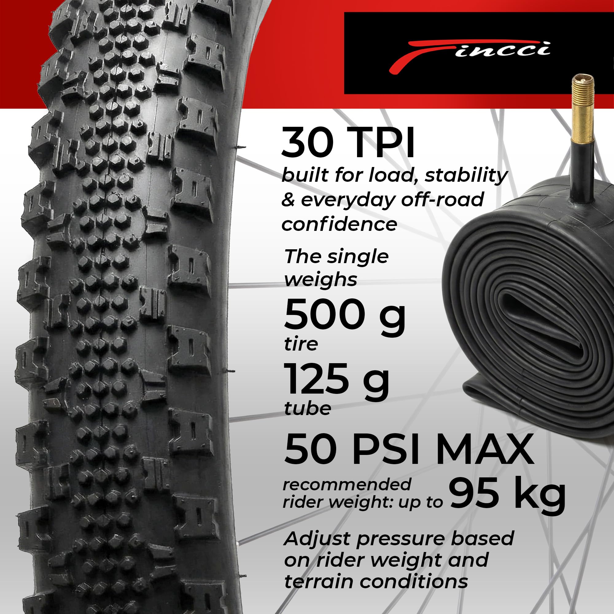 Fincci Paire de Pneus Gravel 700x38c (40-622) ETRTO - Ultra Léger 450g - 2 Chambres à Air Valve Schrader Incluses - Protection Anti-Crevaison Nylon - Idéal pour Vélo Route, Hybride et VAE Electrique