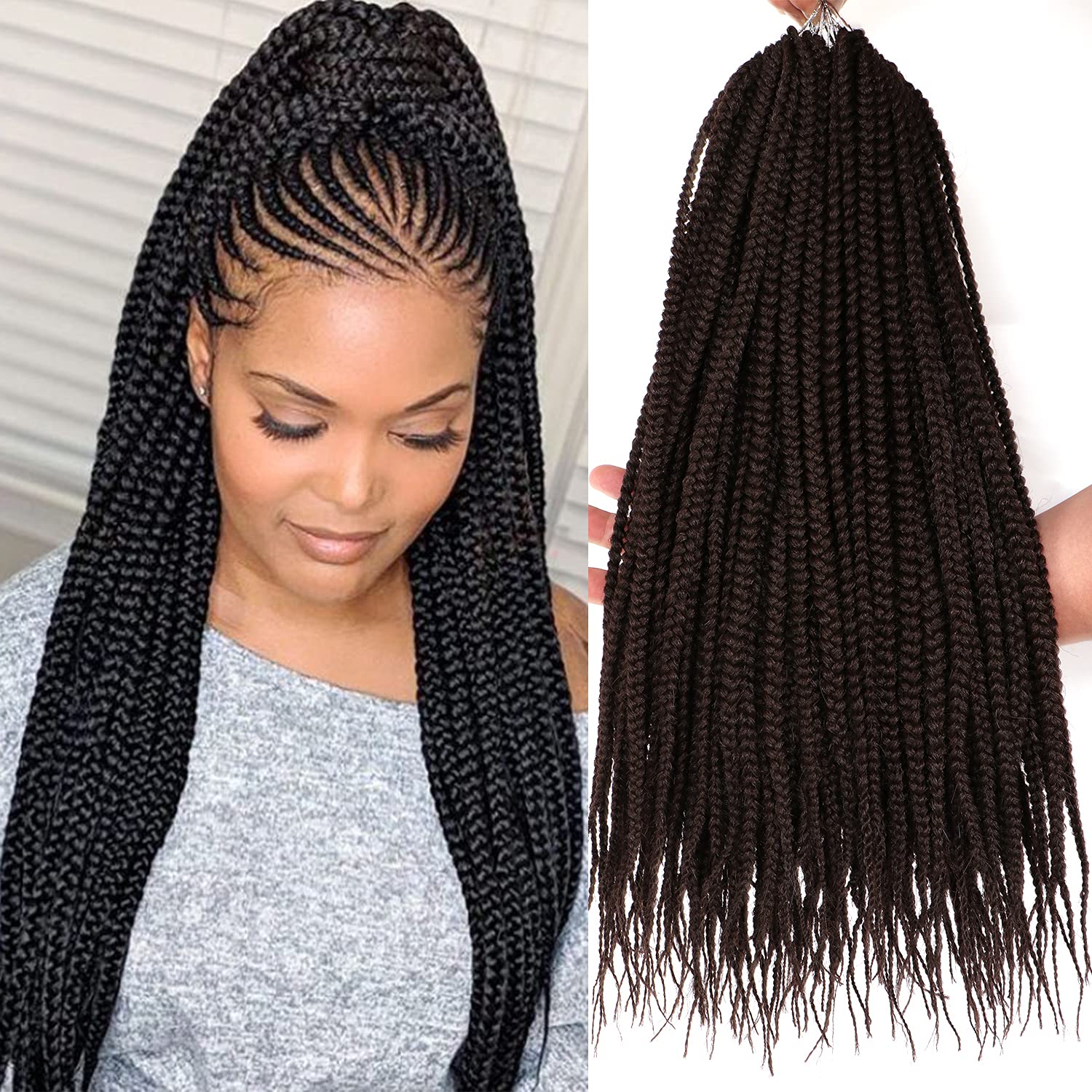 Buy 7 Packs 18 Inch Goddess Box Braids Crochet Hair Prelooped Crochet